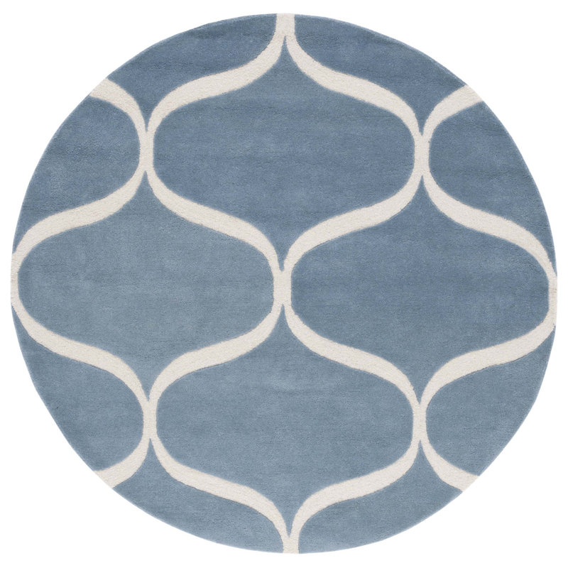 Cannen Hand Tufted Wool Geometric Rug, Round 6'