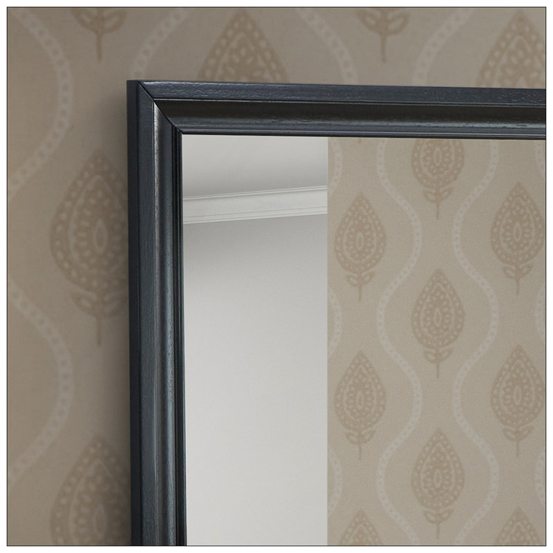 Modern Laminate Mirror With Shaped Frame, Perfect For Enhancing Home Decor And Functionality, Black