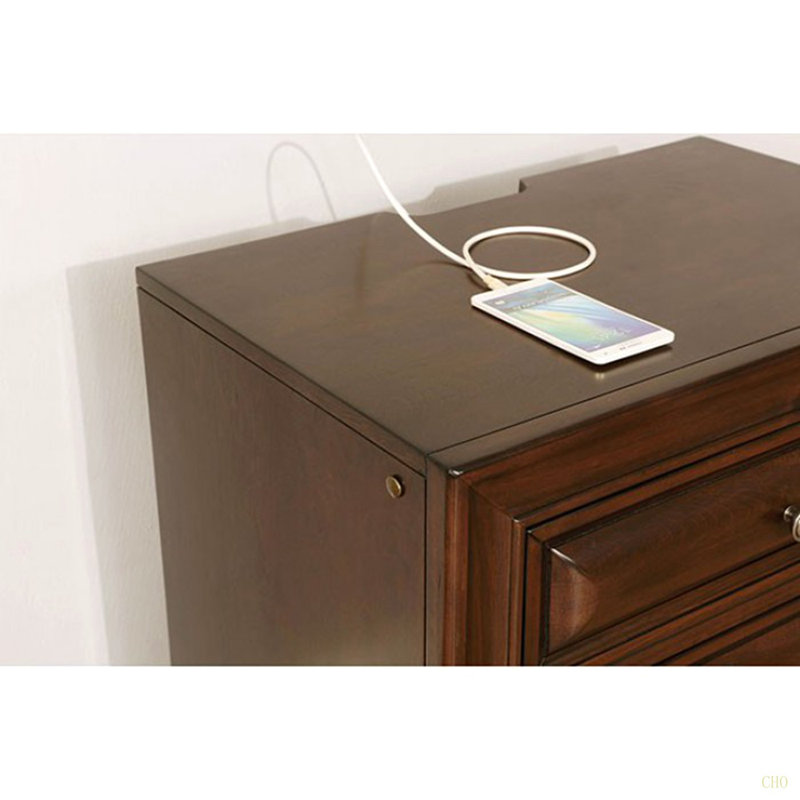 Table de chevet en bois massif 1 pièce Nickel, Brun