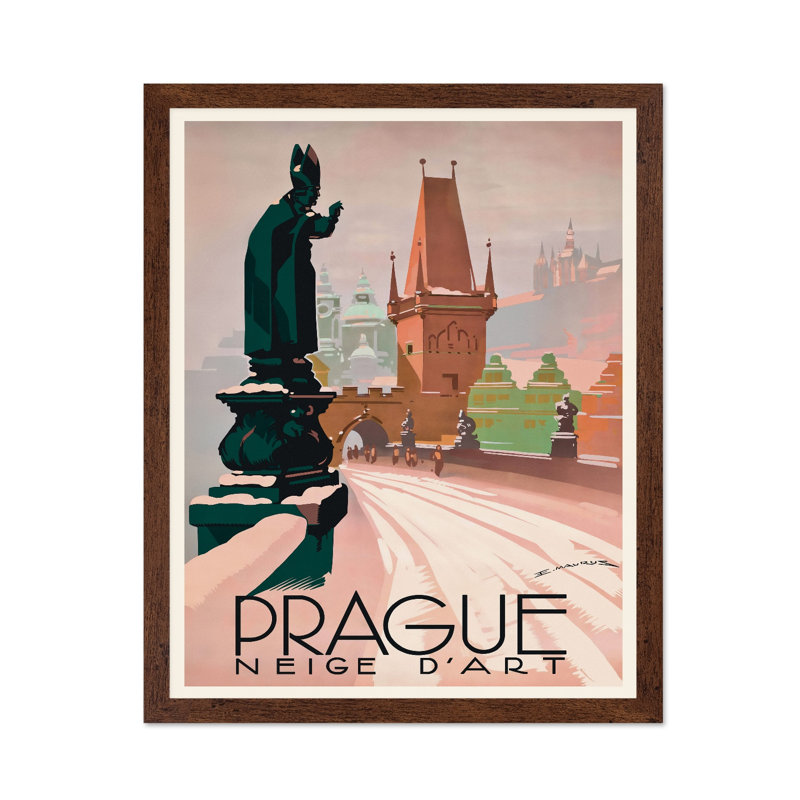 Prague, Affiche, H 16 po x l 20 po, Encadrement brun