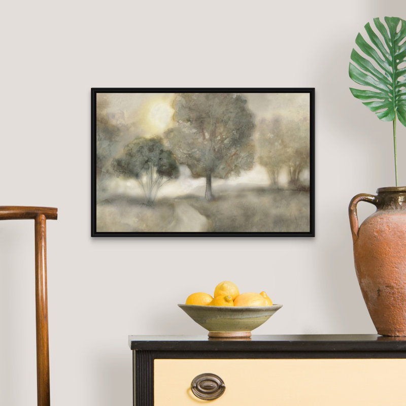 Reproduction d’art sur toile, "Foggy Field" par Edward Selkirk, Cadre noir, H 18 po x l 26 po x P 1,75 po
