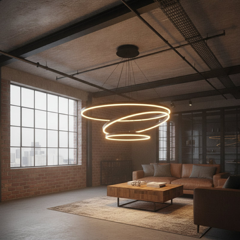Luminaire suspendu de 31,5 pouces à DEL avec interrupteur 3000K en aluminium, 59" H x 39.3" W x 39.3" D