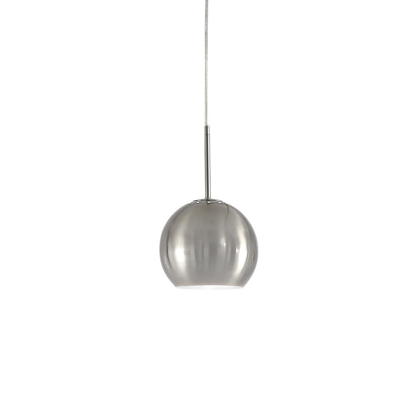 Luminaire suspendu en verre Melveen Globe, Nickel brossé