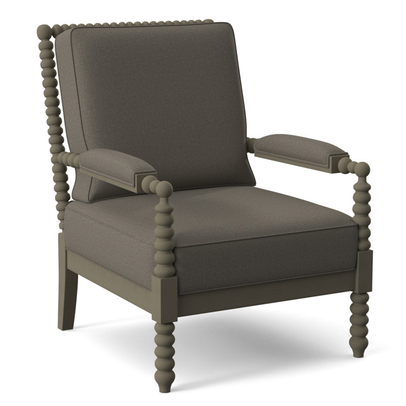 Lind Island 29" Wide Lounge Chair, Tan Gingham; 0112-73, Stone Hearth Finish