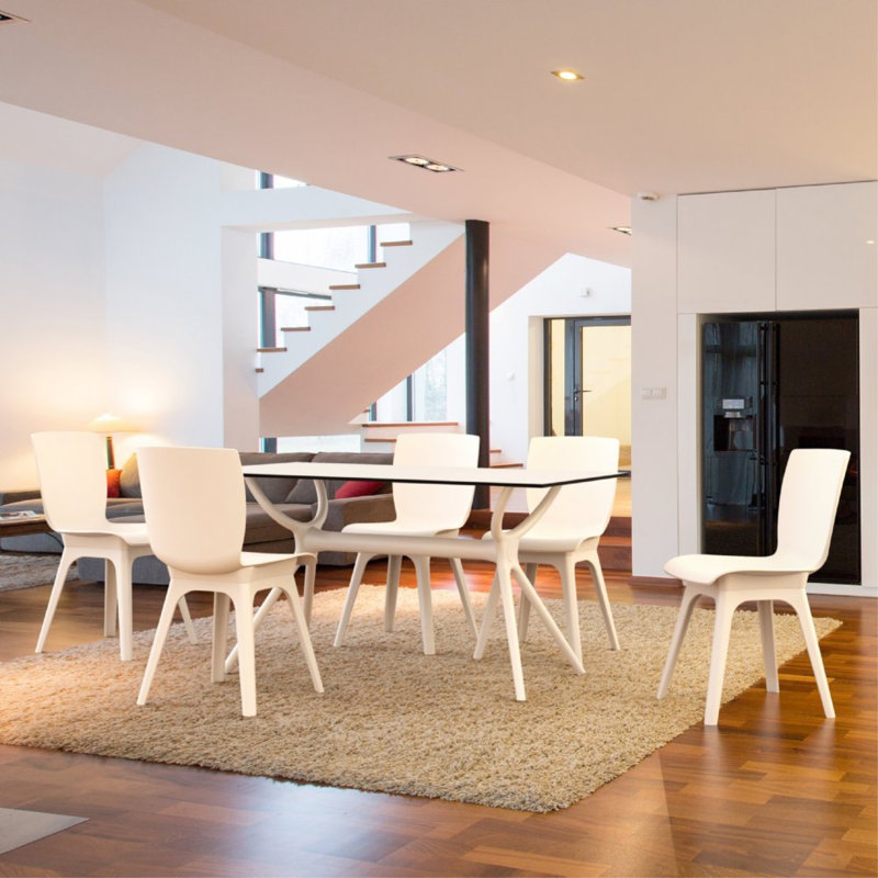 Ensemble de salle à manger rectangulaire pour 6 personnes 55 po Saranna, Blanc