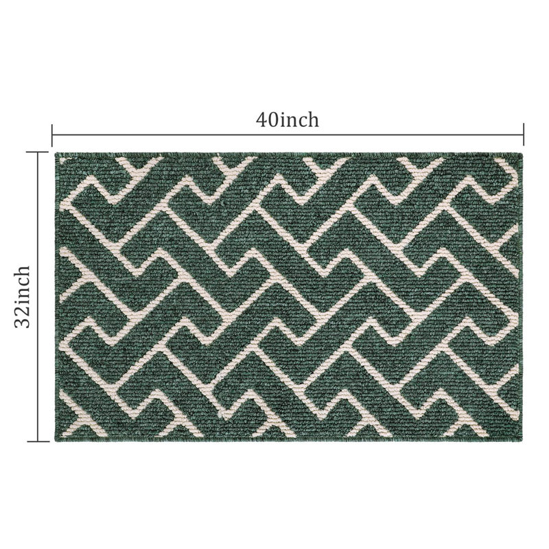 Seriah Non-Slip Geometric Indoor Doormat, Emerald