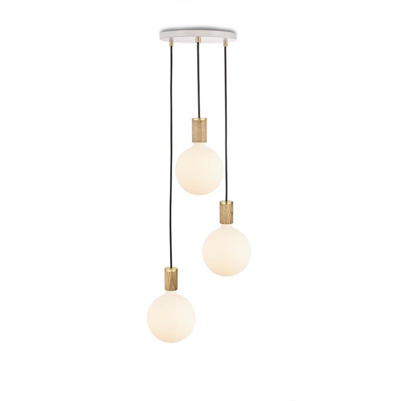 Sphere IV 3 - Light LED Pendant, Oak