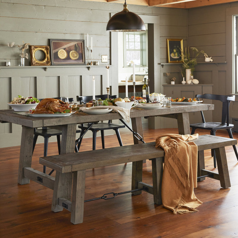 Tuscany Solid Wood Dining Bench, Distressed Brown