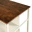 Table de salle à manger rustique et îlot de cuisine, bois massif, 2 places, tablettes ouvertes, noyer + bois blanc crème avec plateau de table 45 po x 27 po, couleur