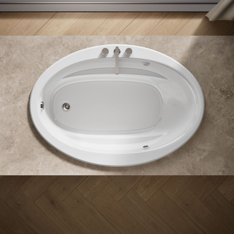 Sunward 60-In X 42-In Heated Bubblemassage Air Bath With Bask, Reversible Drain, White