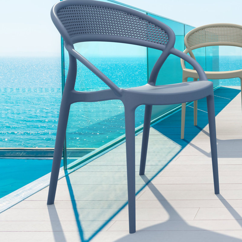 Chaise d'appoint empilable pour patio Farrah, Gris foncé