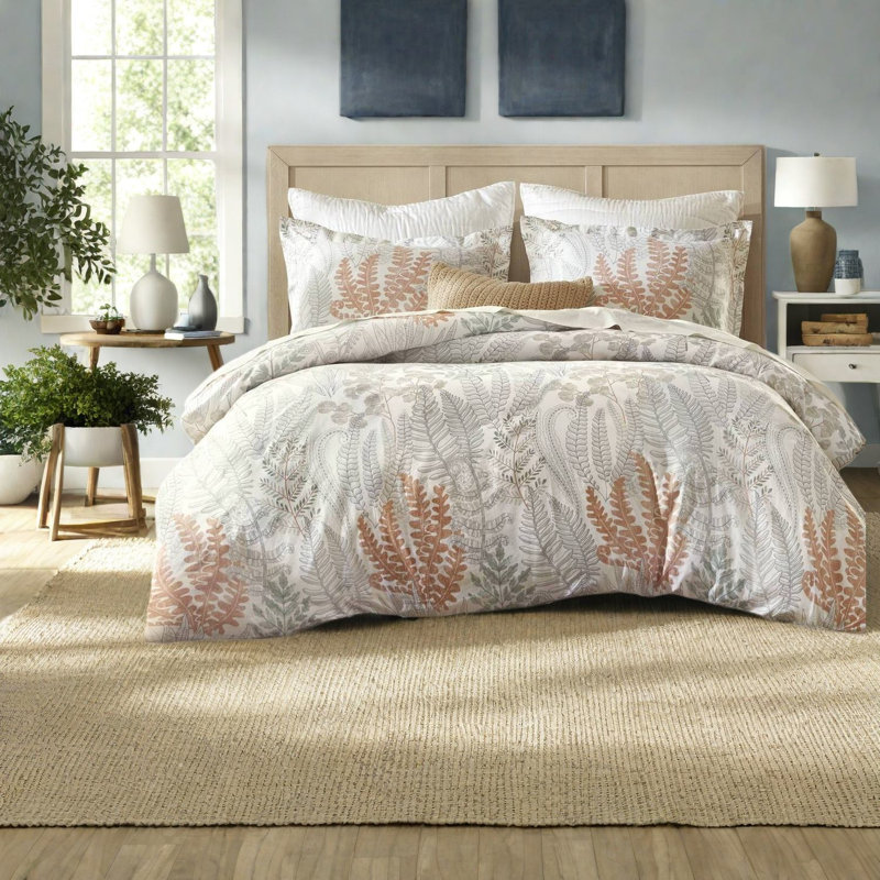 Ensembles de literie de qualité supérieure en coton de qualité supérieure, style botanique en satin de coton pour la maison