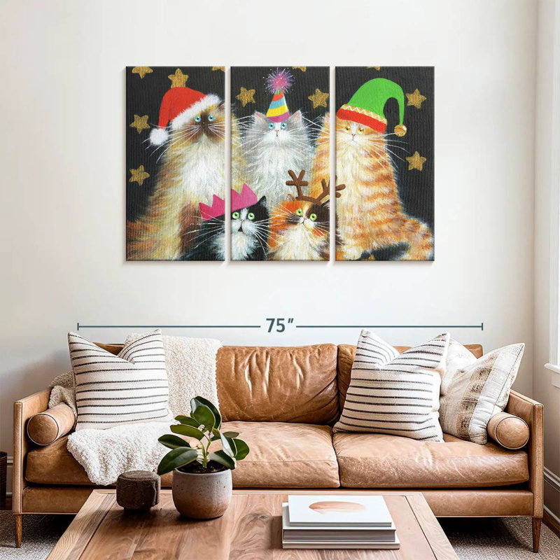 Chats de Noël Brampt, H 36 po x l 57 po