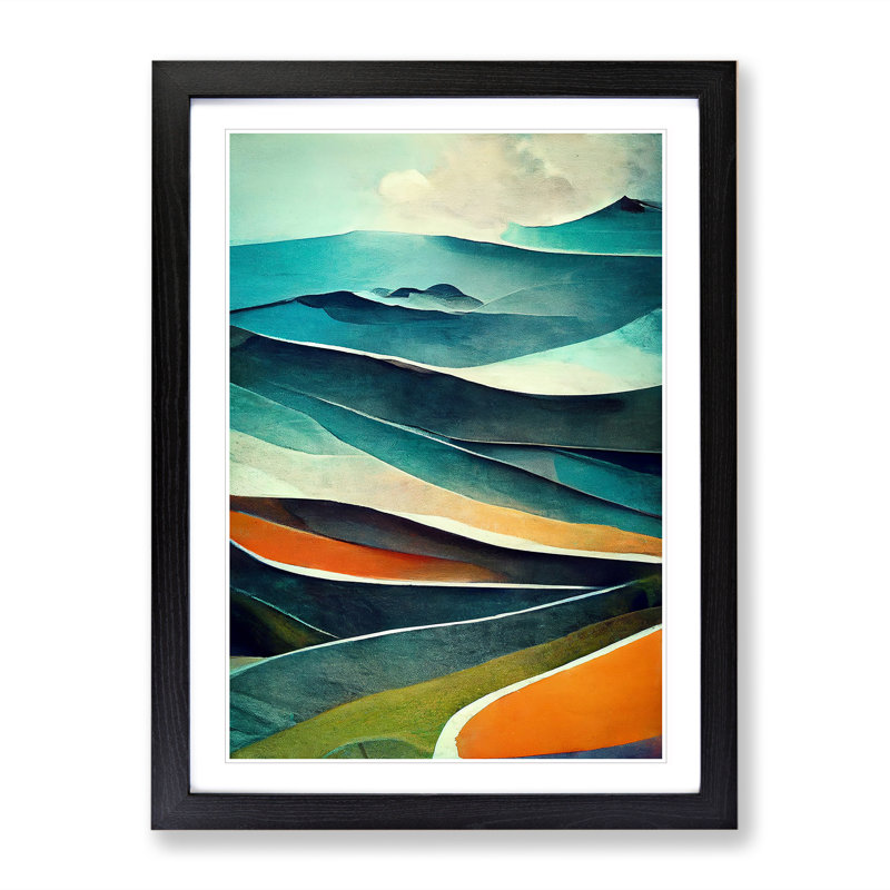 Mountain Landscape Abstract No.4 - Framed Print, Black, 64cm H x 46cm W x 2cm D
