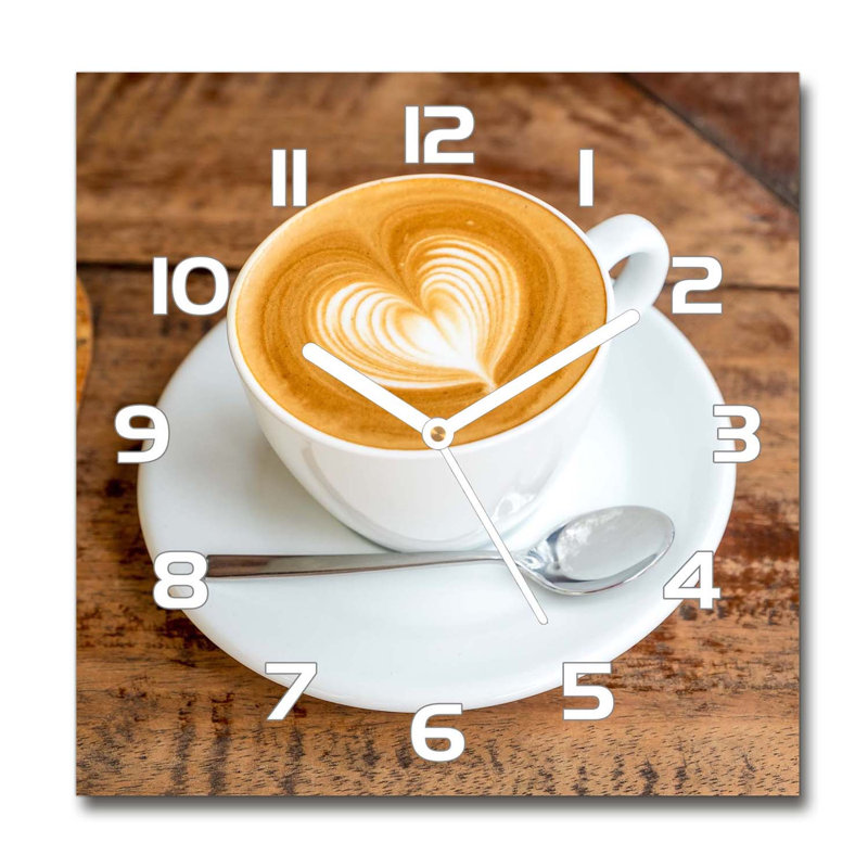 Glass Wall Clock, Brown/Light Grey/White