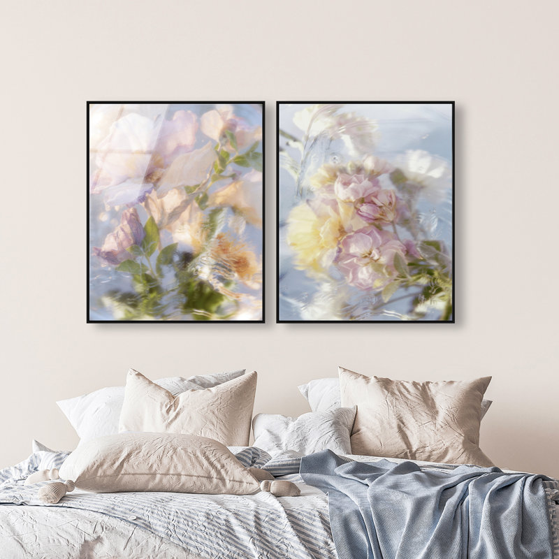 Floral Haze Set High-Gloss Frameless Acrylic Glass Wall Art Floral & Botanical Print by Oliver Gal, Ready to Hang, 16 x 20