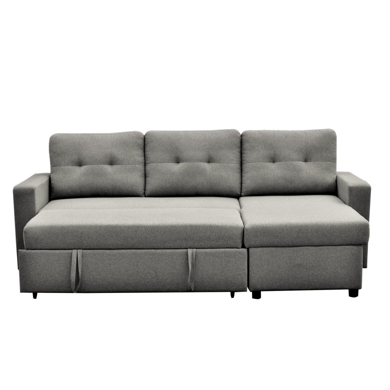 Canapé-lit modulaire en L gris, peu encombrant pour le salon, 3 lits gris,, Polyester gris