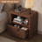 24''H 1-Drawer Nightstand With Charging Station, Modern Bedside Cabinet With Thick Slatted Panel Design For Bedroom, Curved Profile(Set of 2)-1506558621