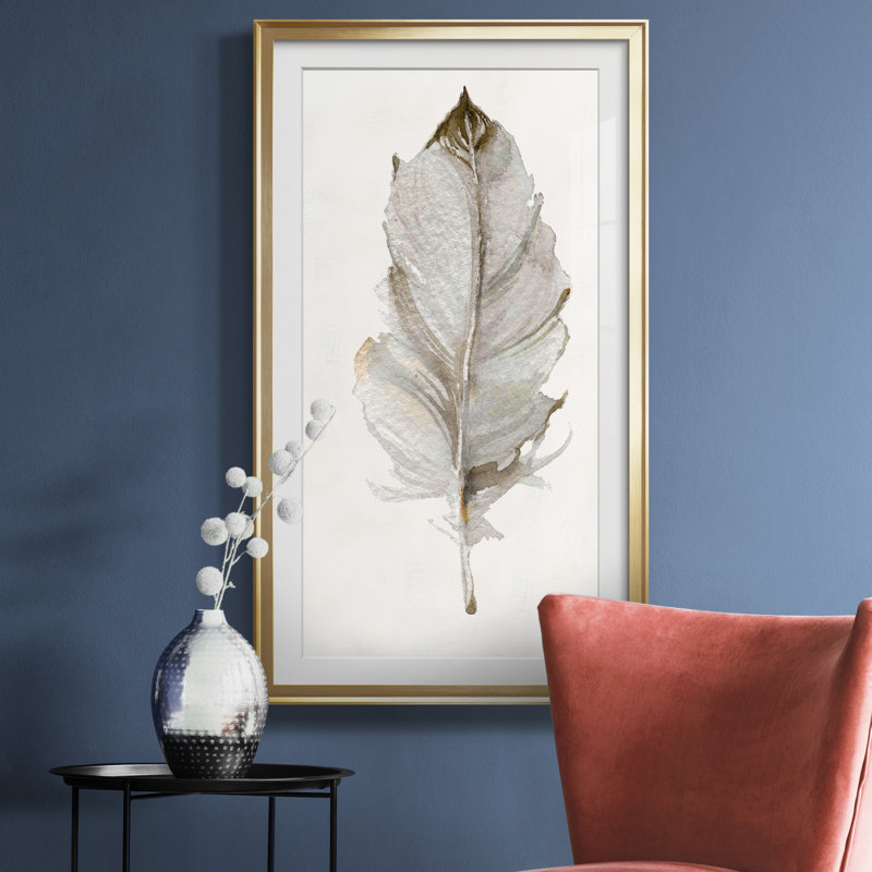 " Neutral Feather II ", Gold Paper, 22.5" H x 42.5" W x 1.5" D