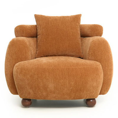 Nordic Style Lazy-Style clubchair 38 Inches, Chenille Fabric Bucket Chair, Decorative Sofa, Soft Cushion with pillow, for Living Room, Study, and Rela