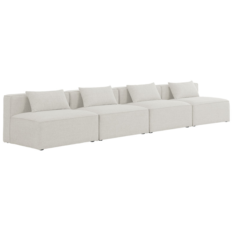Canapé modulaire Cube, Tissu crème texturé en lin