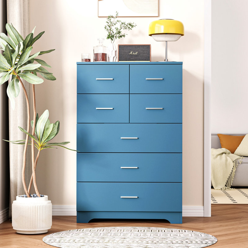 Armoire de rangement en bois à 7 tiroirs avec organisateur de sortie intégré pour la chambre à coucher, le salon et le bureau