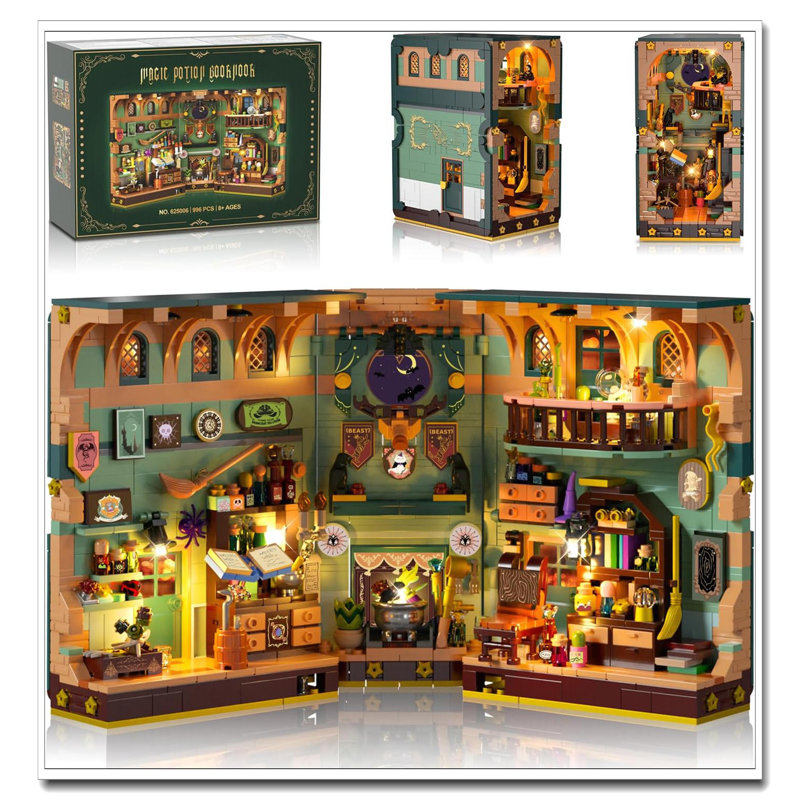 Magic Potion Book Nook, ensemble de construction avec lumières pour bibliothèque