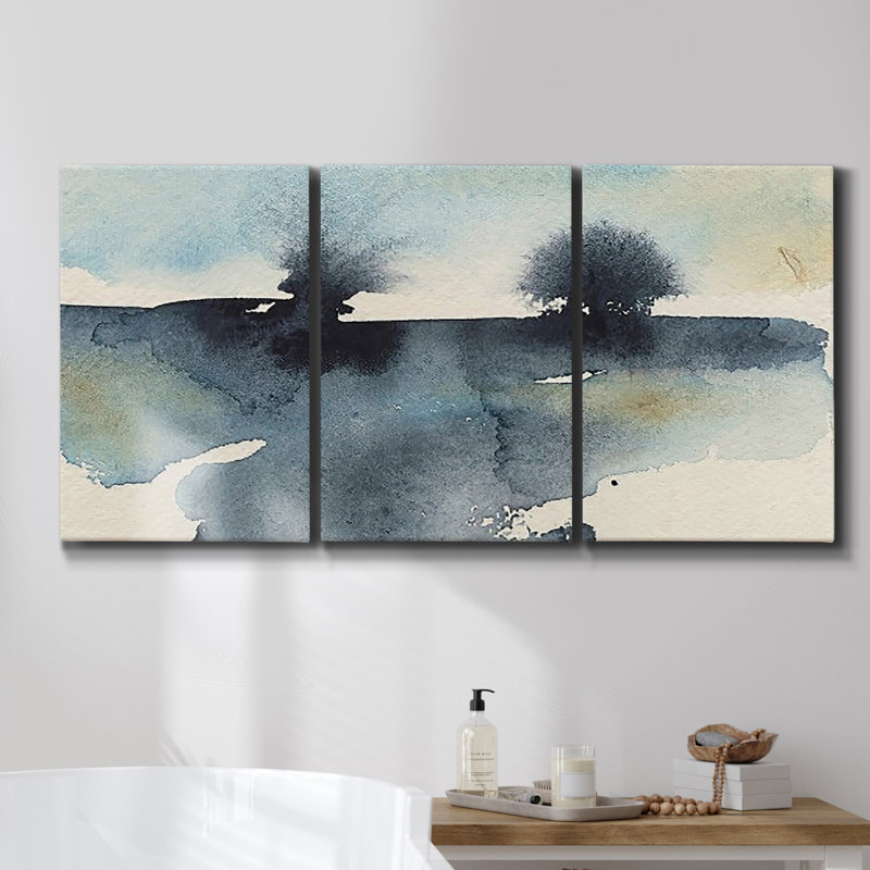 Mistral III en noir - Toile encadrée multi-pièces - 2870263C, H 48 po x l 96 po x P 2 po