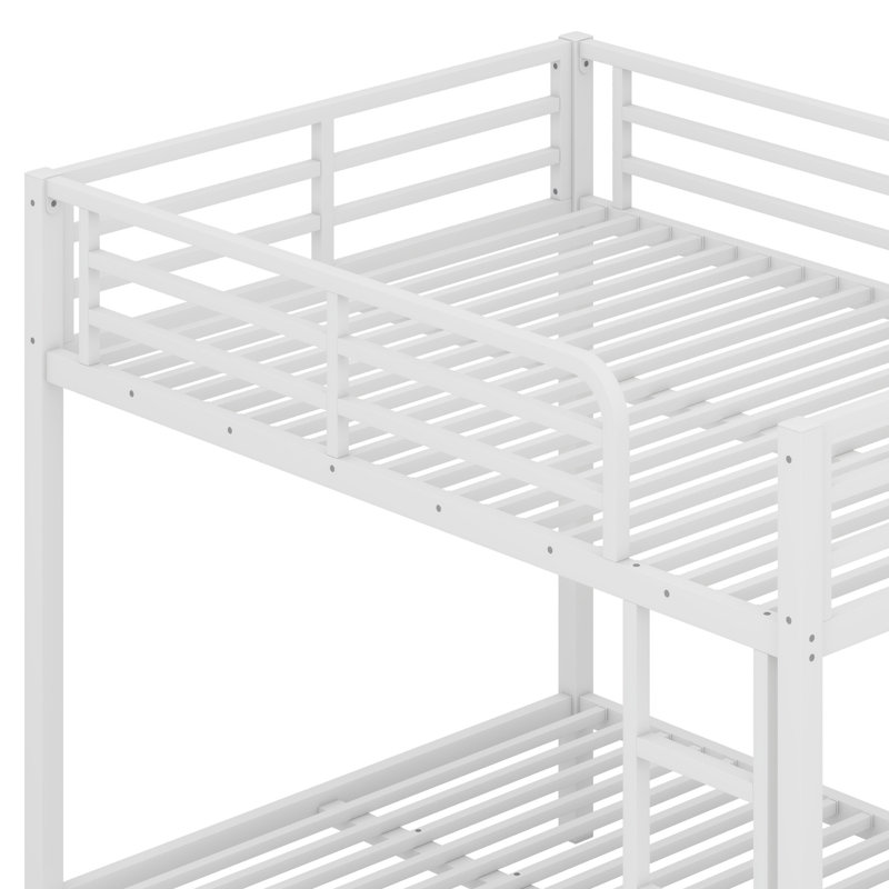 Metal Bunk Bed For Teens And Adults,Space-Saving, White, Full over Full