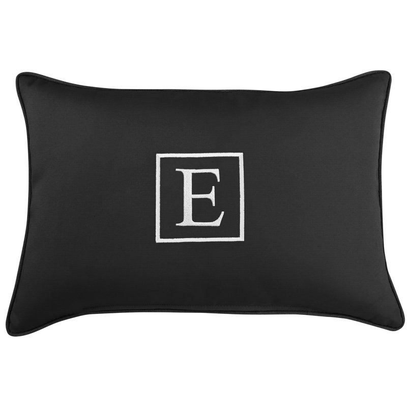 Kerrell Embroidered Sunbrella® Outdoor Throw Pillow, Black, E