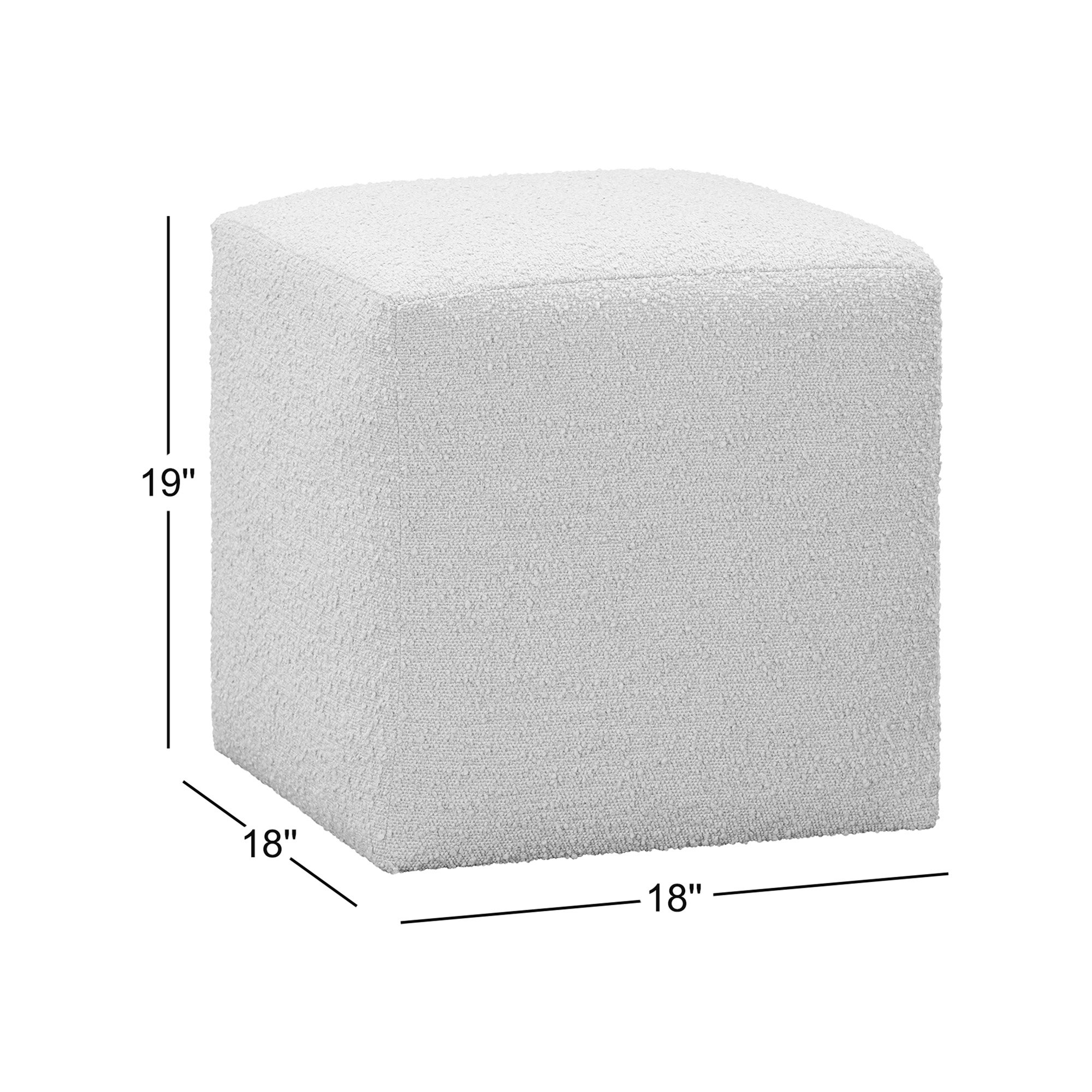 Morenci 18" Square Upholstered Ottoman, Ecru Basketweave