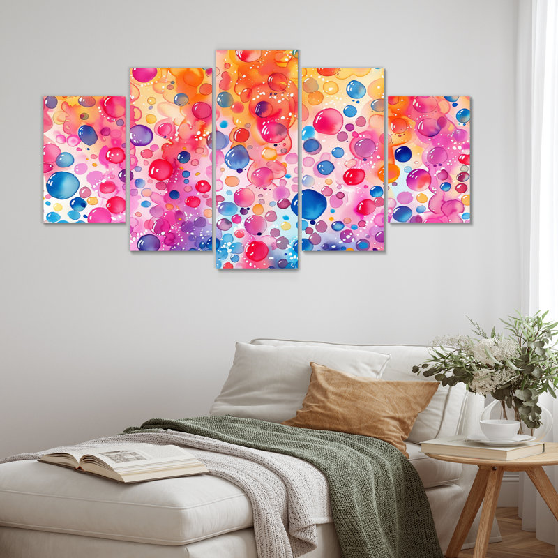 «Pink Blue Aquariums Bubbles I», ensemble de reproductions d'art mural aquariums