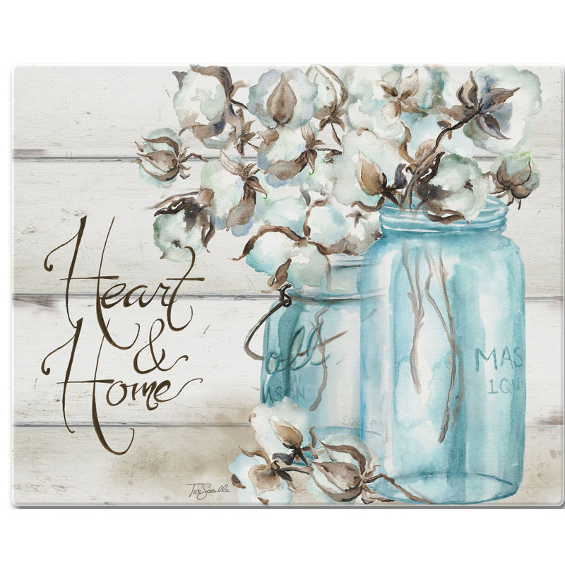CounterArt Glass Cotton Boll Cutting Board