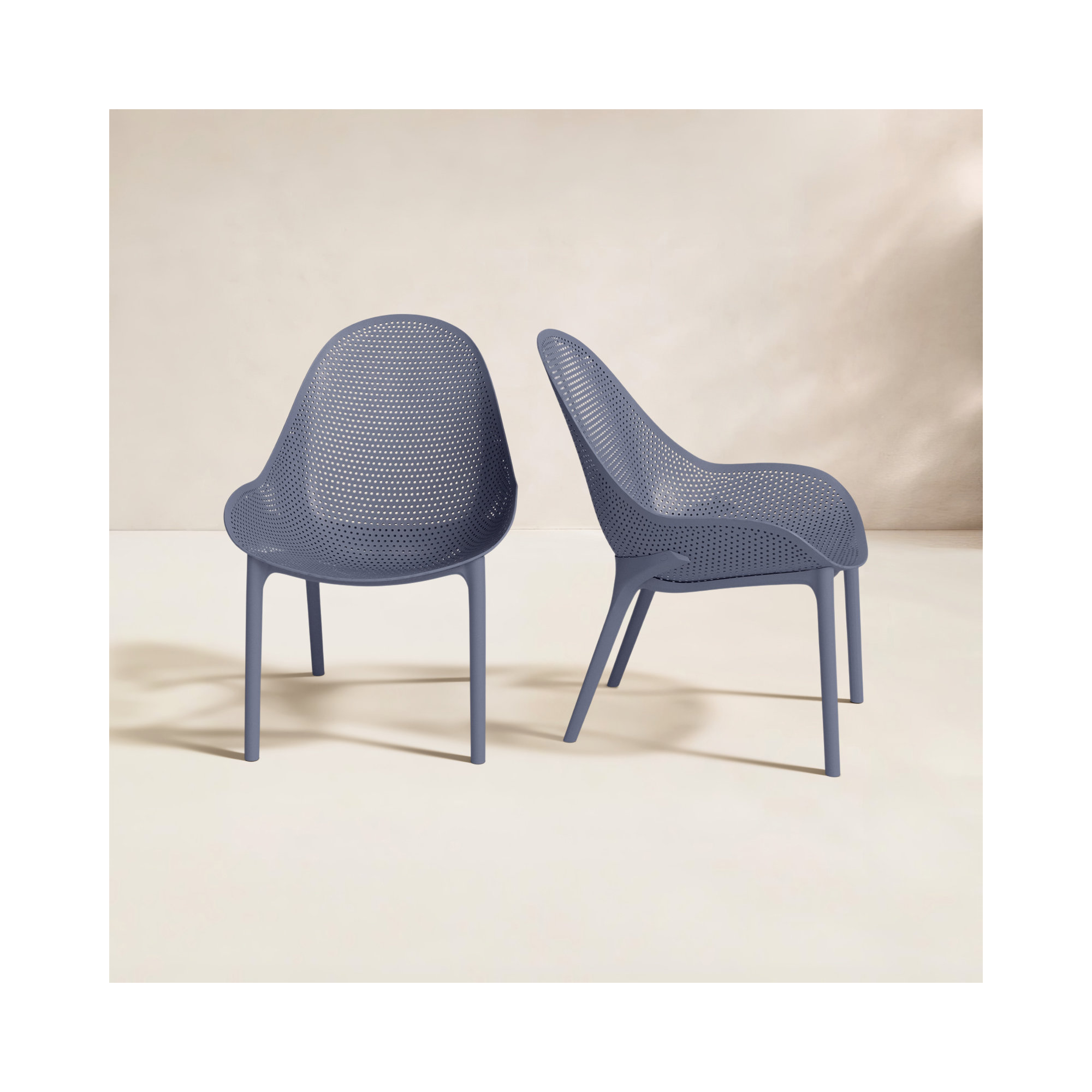 Farrah Outdoor Armless Lounge Chair, Dark Gray