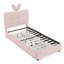 Full Size Kids Upholstered Bed with Rabbit Ear Headboard, LED Light & 4 Storage Drawers, Boucle Fabric,Beige-1240190067-1240190070