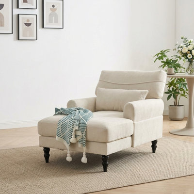 51.57" W Modern Chaise Lounge Upholstered Indoor Leisure Sofa Recliner Chair Sleeper for Bedroom Living Room Study Room