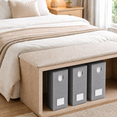 Ensemble de 6 organisateurs de draps et rangement, organisateur de placard en lin pliable avec fenêtre pour literie grand et très grand