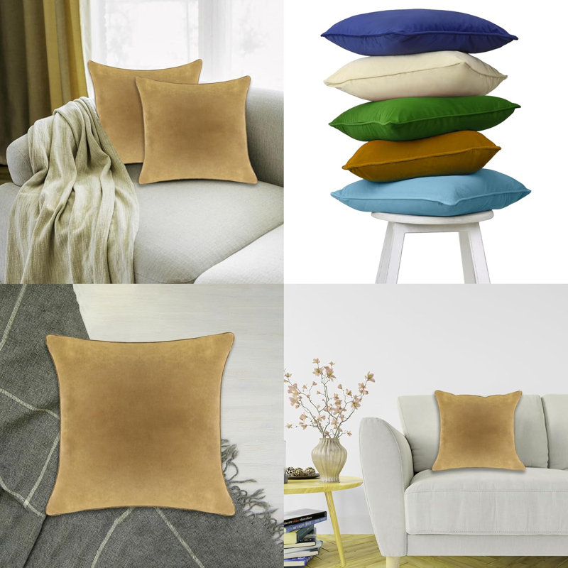 A1HC Velvet Down-Alternative Throw Pillow Inserts – Hypoallergenic, Ready-to-Use, Set of 2, Irish Coffee, 18"H x 18"W