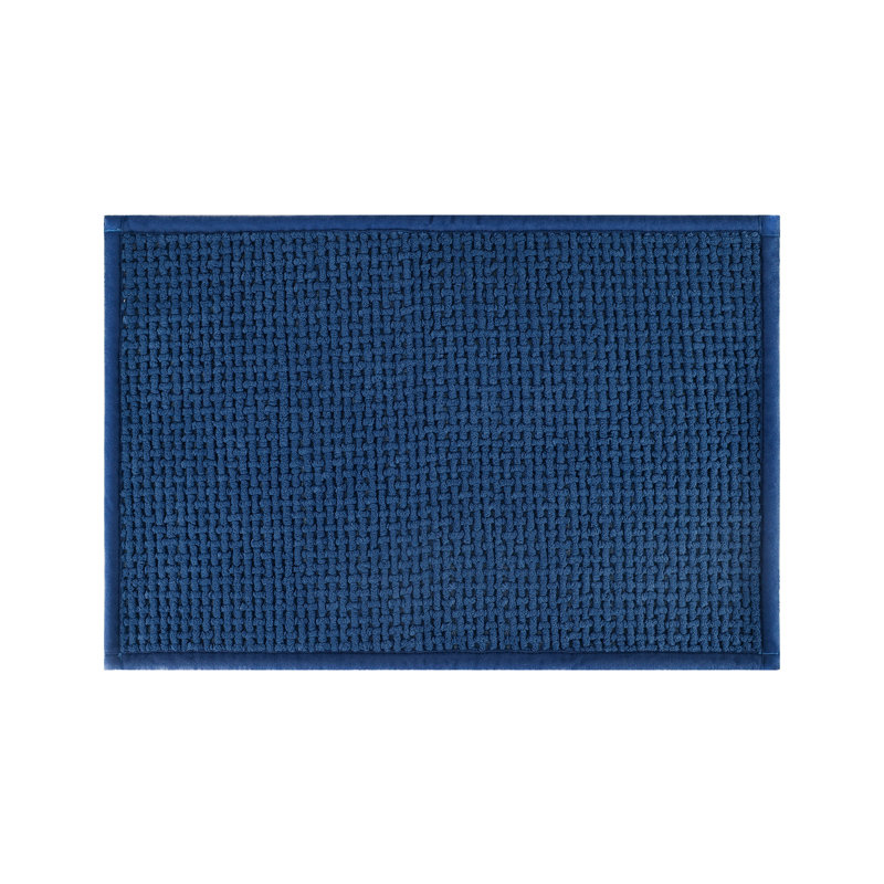 15.75 In. X 23.62 In. Chenille Bath Rug Mat, Non Slip, Soft And Highly Absorbent Microfiber Mats For Bathroom, Dark Blue