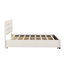 Queen Upholstered Platform Bed with Trundle & 2 Storage Drawers, Modern Bedroom Furniture, Beige