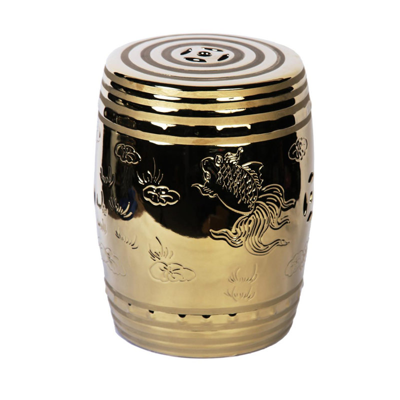 End Table With Etched Asian Design
