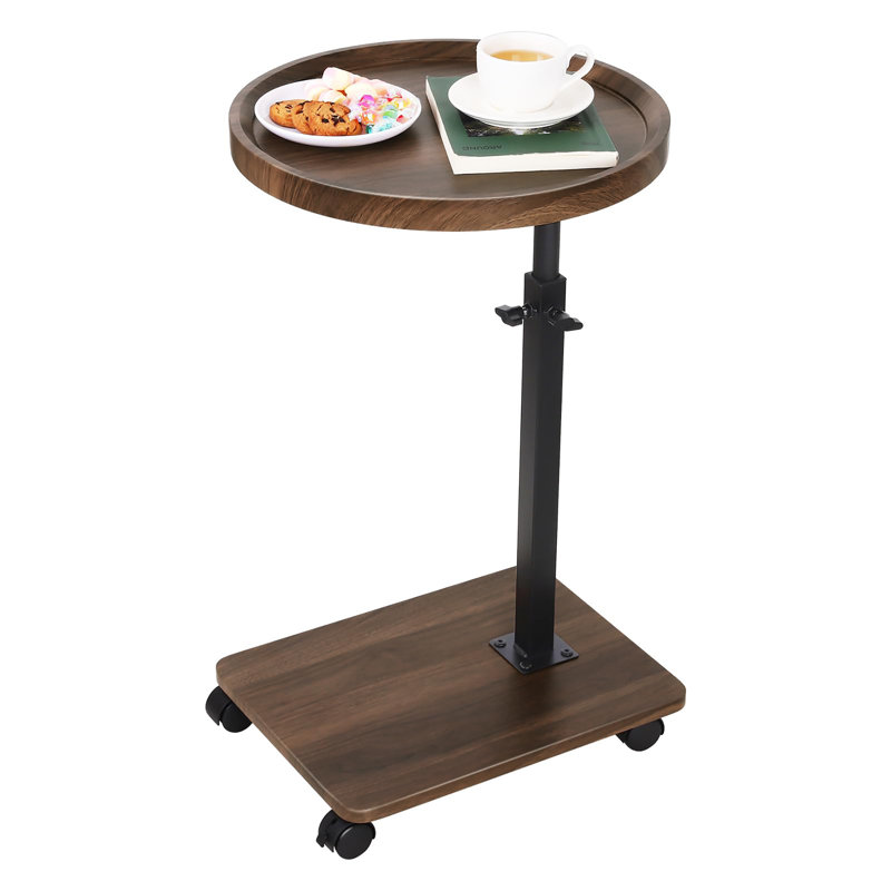 Adjustable Height C Table with 360° Rotatable Wheels - Versatile Side Table for Sofa, Bed, and Bathtub