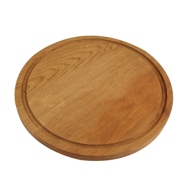Natural Cherry Round Cutting Board with Juice Groove