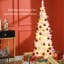 Arbre de Noël rose avec 160 lumières blanc chaud, 294 pointes floquées, 5 pi de hauteur, lumières ornementales de 59,1 po de hauteur et pointes pour