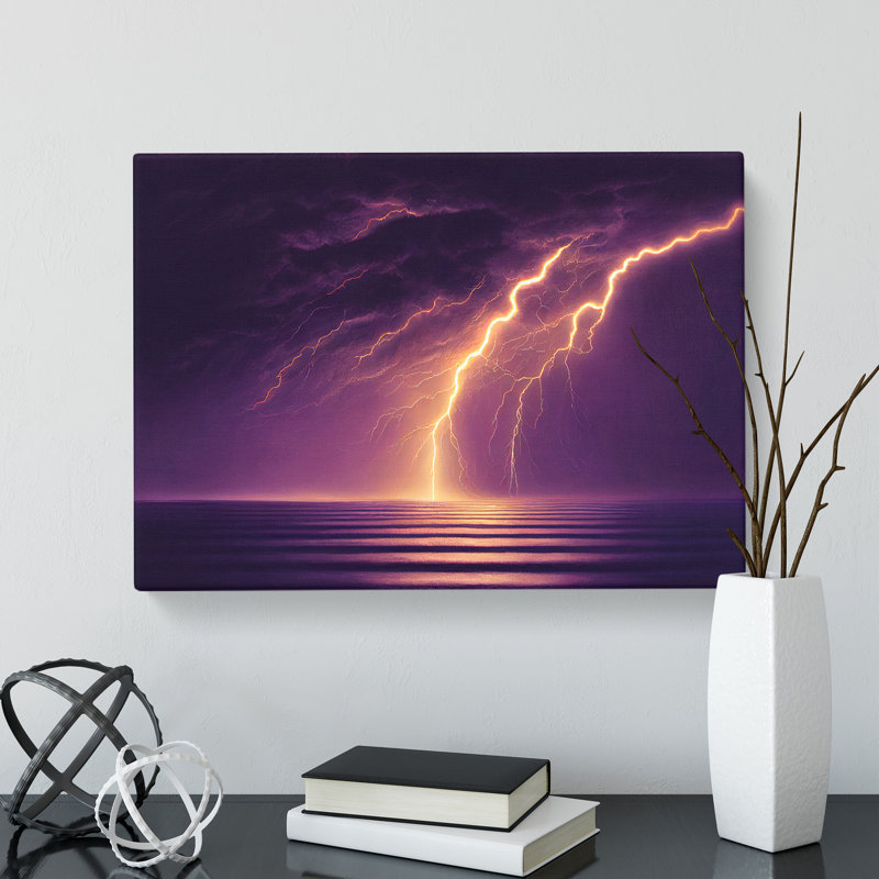 Beautiful Lightning Storm - Wrapped Canvas, 40cm H x 60cm W x 3cm D