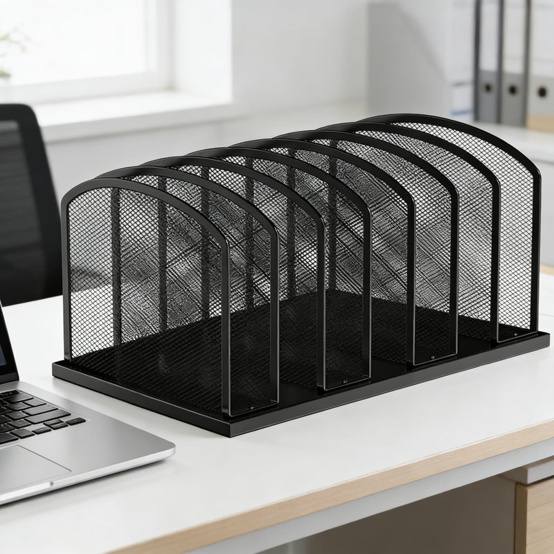 Organisateur de dossiers en filet avec 7 sections, classeur vertical pour l'organisation de bureau, la maison, le bureau et la salle de classe