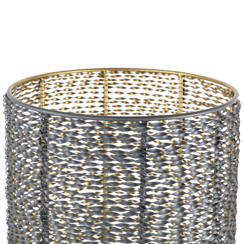 Twisted Iron Pillar Candle Holders - 10.25" - Gray And Gold Finish - Set Of 2