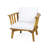 Outdoor Acacia Wood Patio Club Chair, Wooden Patio Furniture,Waterproof Thick Cushion Deep Seating For Porch, Garden, Backyard, Balcony, Weight Capacity 400Lbs, Teak Finish, White