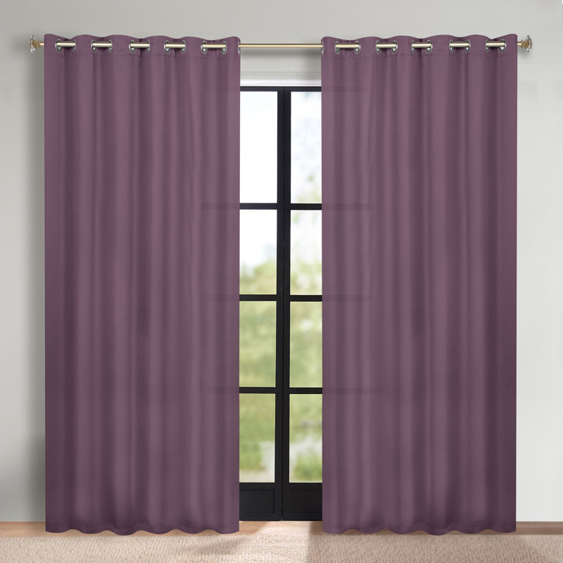 Paire de rideaux obscurcissant avec œillets Millendon, Glycine, L 70 po x L 120 po