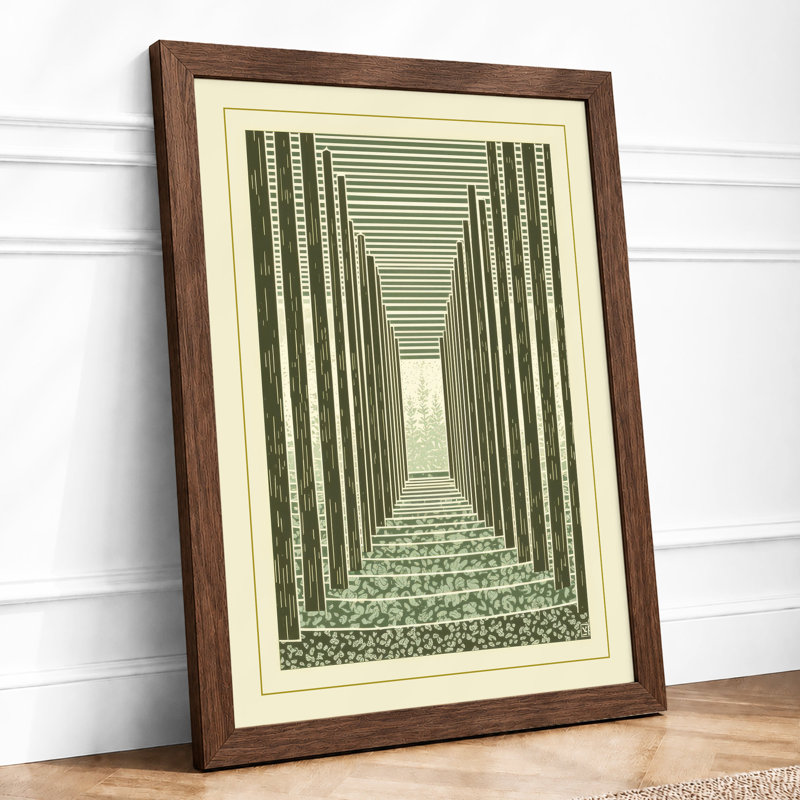 Columned Corridor Industrial - Framed Print, A1 - 84.1 x 59.4 cm, Walnut